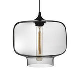Contemporary Glass Cylinder Hanging Lamp - Red/Brown/Blue 1 Light Ceiling Clear