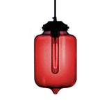 Teardrop Pendant Light - Modern Style Glass 1-Light Red/Brown/Blue Hanging Design Red