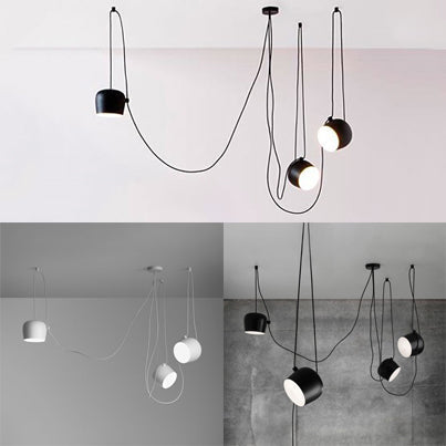 Modern Metal Swag Pendant Light Kit With Adjustable Cord - 3/4 Heads Black/White