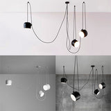 Modern Metal Swag Pendant Light Kit With Adjustable Cord - 3/4 Heads Black/White