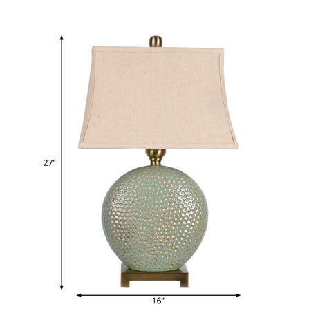 Vintage Style Flared Desk Light - Green Fabric Nightstand Lamp For Bedside