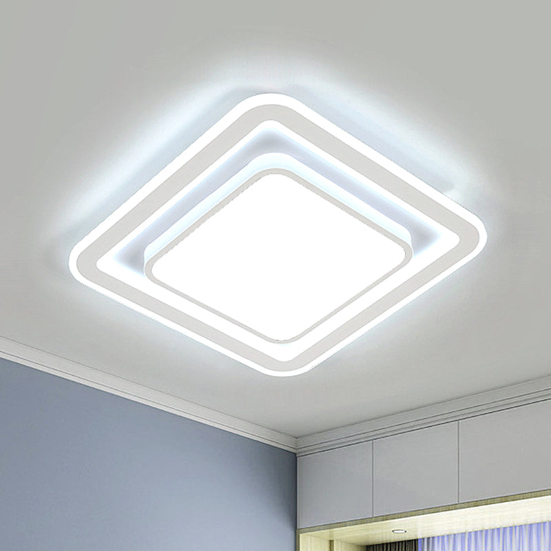 White Led Flush Mount Lamp For Bedroom Acrylic Round/Square Flushmount Fixture