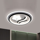 Modern Flower-Inspired Black Acrylic Led Flush Mount Light For Bedroom (Customizable In 15 Days) / A