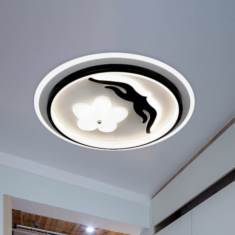 Modern Flower-Inspired Black Acrylic Led Flush Mount Light For Bedroom (Customizable In 15 Days) / B