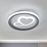 Modern Grey Led Flush Mount Light With Heart Pattern For Bedrooms / Loving