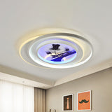 Modern White Flush Light Fixture: Led Acrylic Flushmount Lamp With Elegant Patterns - Flower Deer