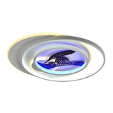 Modern White Flush Light Fixture: Led Acrylic Flushmount Lamp With Elegant Patterns - Flower Deer