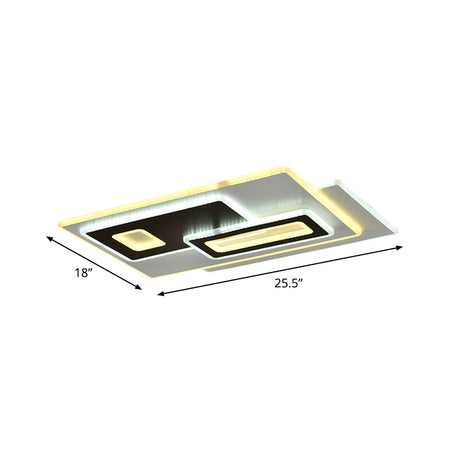 Modern Acrylic Led Flush Light In Black And White Round/Oval/Rectangle Shape - Perfect For Bedrooms