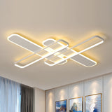 35.5/43 W Cross Rectangle Flushmount Led Flush Light Fixture - Minimal Acrylic White/Black/Gold
