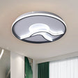 Modern Led Flush Mount Ceiling Light - Metal Minimalist Bedroom Fixture In Black White Or Warm