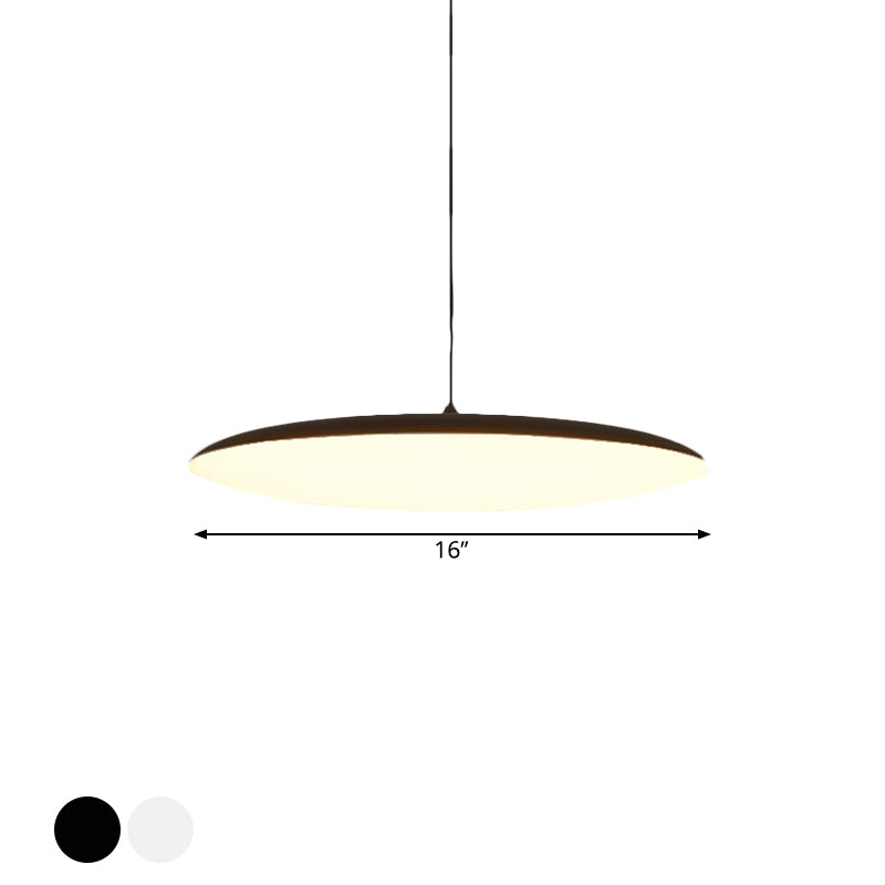 Led Bedroom Hanging Pendant Light Kit - Simple White/Black Finish With Acrylic Shade In White/Warm