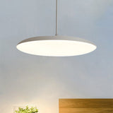 Sleek Led Bedroom Hanging Light Kit With Stylish White/Black Finish Pendant Lamp. Featuring Round