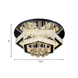Modern Gold Led Semi Flush Mount Ceiling Lamp With Crystal Frame