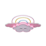 Kids Room Cloud And Rainbow Led Ceiling Lamp In White/Pink