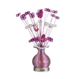 Art Deco Aluminium Wire Led Nightstand Lamp With Plant And Vase Design In Purple