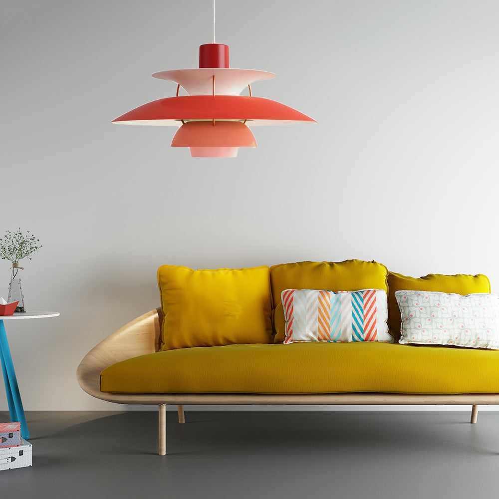 Macaron Style 3-Layer Pendant Light With Flared Shade - Aluminum 1 Black/Gray Dark Red / 12
