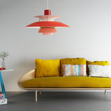 Macaron Style 3-Layer Pendant Light With Flared Shade - Aluminum 1 Black/Gray Dark Red / 12