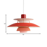 Macaron Style 3-Layer Pendant Light With Flared Shade - Aluminum 1 Black/Gray