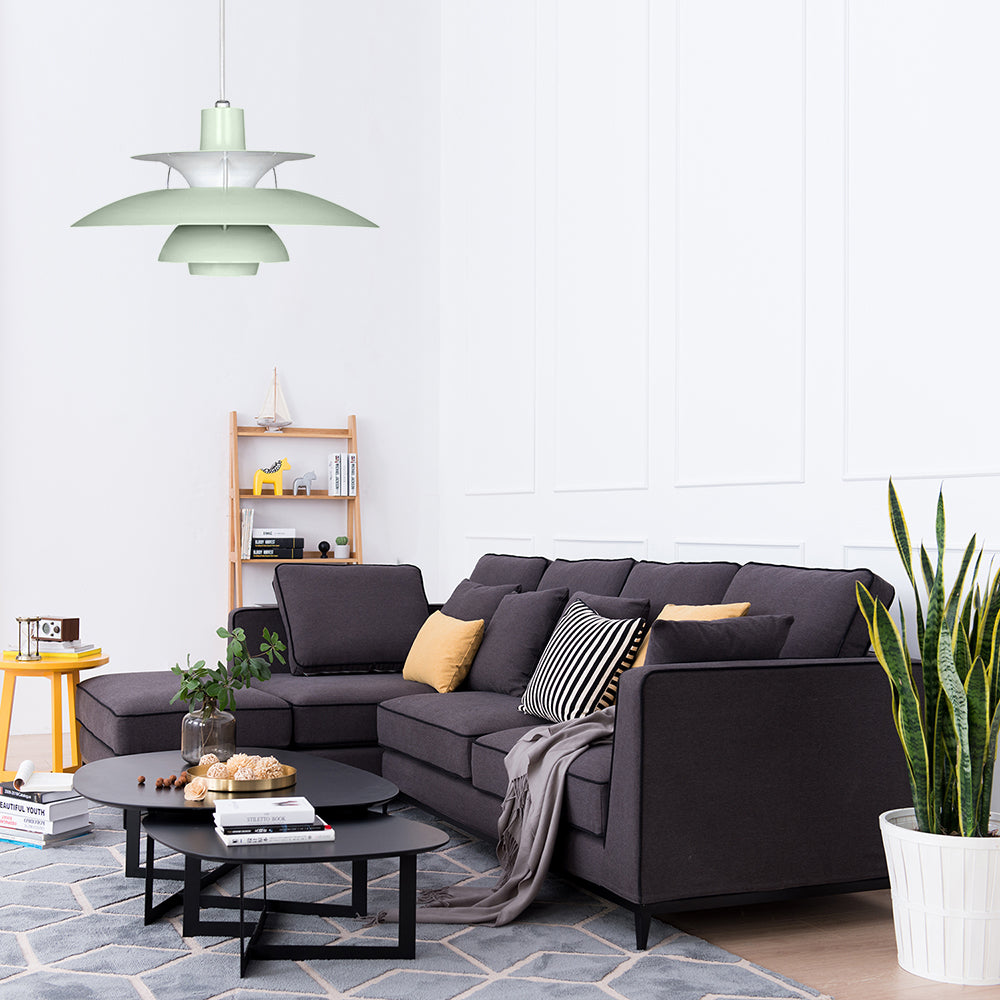 Macaron Style 3-Layer Pendant Light With Flared Shade - Aluminum 1 Black/Gray Green / 12