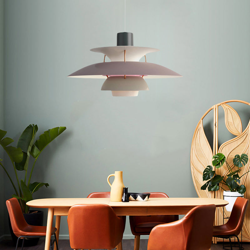 Macaron Style 3-Layer Pendant Light With Flared Shade - Aluminum 1 Black/Gray