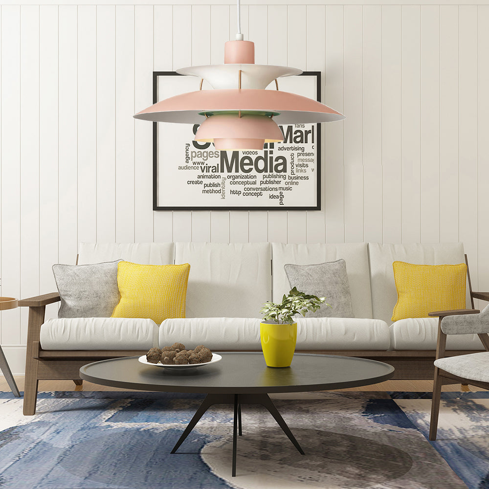 Macaron Style 3-Layer Pendant Light With Flared Shade - Aluminum 1 Black/Gray