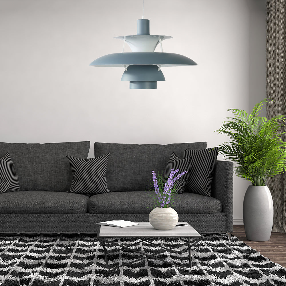 Macaron Style 3-Layer Pendant Light With Flared Shade - Aluminum 1 Black/Gray Grey / 12