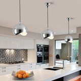 Modern Black/Chrome Kitchen Pendant Light Fixture With Waveforms Dome Metal Shade Hanging Lamp 8/12