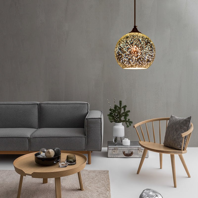Contemporary 3-D Glass Pendant Lamp - Chrome/Gold 1 Light Multiple Width Options Chrome / 6