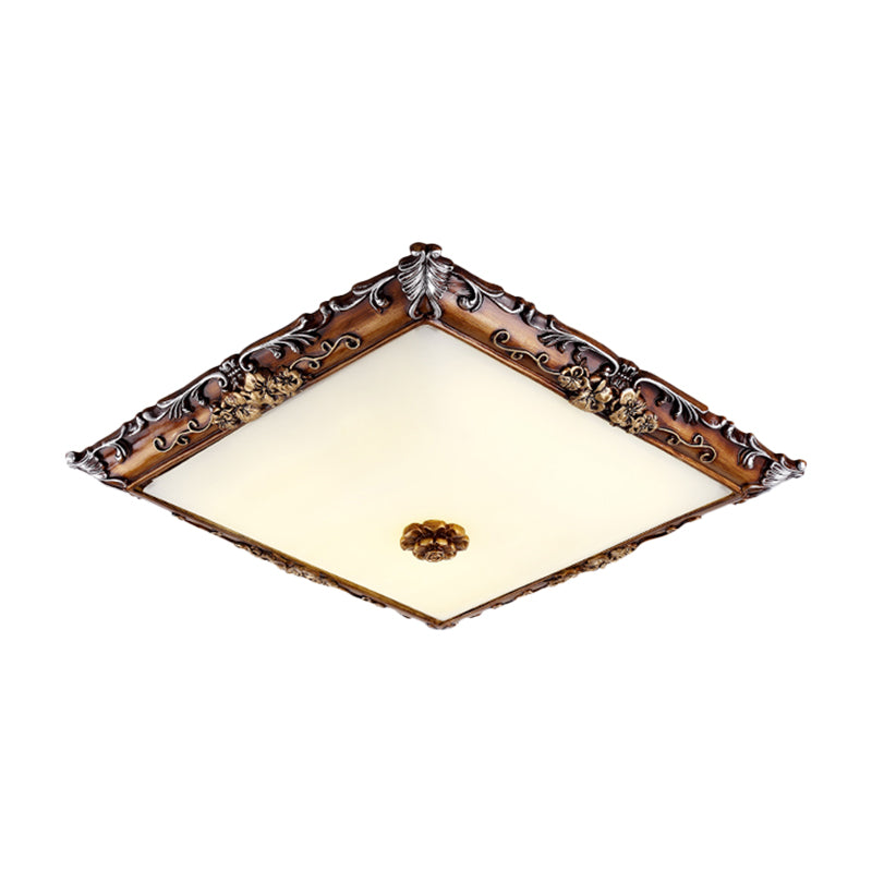 Led Crystal Flush Mount Light - 16/19.5 Width Brown Square Living Room Lighting Fixture