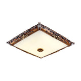 Led Crystal Flush Mount Light - 16/19.5 Width Brown Square Living Room Lighting Fixture