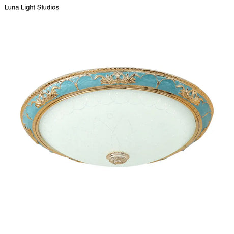 12’/16’/19.5’ Led Ceiling Mounted Light With Veined Glass Dome Shade - Farmhouse Balcony