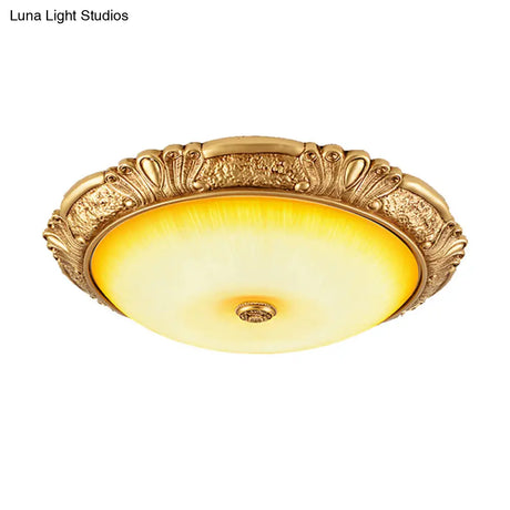 12’/16’/19.5’ Led Flush Mount Ceiling Light In Gold With Amber Glass