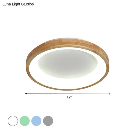 12’/16’/19.5’ Nordic Wood & Acrylic Circular Led Flush - Mount Light - Unique Hallway Ceiling