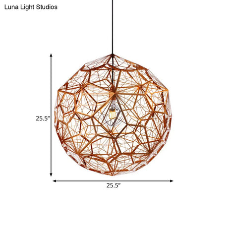 12’/16’/19.5’W Faceted Globe Pendant Light In Contemporary Rose Gold Finish