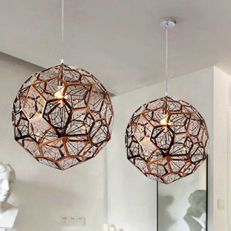 12’/16’/19.5’W Faceted Globe Pendant Light In Contemporary Rose Gold Finish / 12’