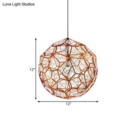 12’/16’/19.5’W Faceted Globe Pendant Light In Contemporary Rose Gold Finish