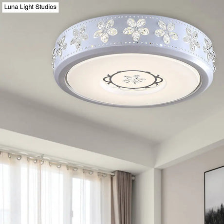 12’/16.5’/20.5’ White Flower Flush Mount Acrylic Led Living Room Light In White/3 Color