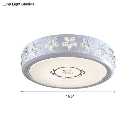 12’/16.5’/20.5’ White Flower Flush Mount Acrylic Led Living Room Light In White/3 Color