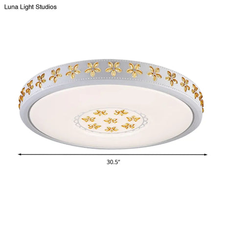 12’/16.5’/20.5’ White Flower Flush Mount Acrylic Led Living Room Light In White/3 Color