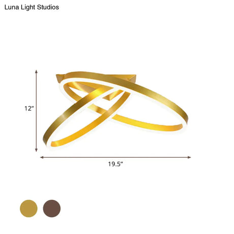 12’/16’ Dual Rings Ceiling Flush Mount Led Lighting - Modernist Acrylic Gold/Coffee Or