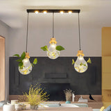 12/19.5 W Clear Glass Farmhouse Pendant Light Kit In Black 3-Head Cluster Design Bulb Shaped
