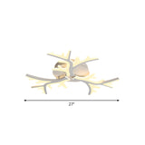 Contemporary Branch Acrylic Flush Light - White Ceiling Mount Fixture With Warm/White/Natural 3/5/9