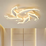 Modern Led Acrylic Fishes Flush Mount Light: Ceiling Fixture With 3/5/9 Lights In Warm/White/Natural