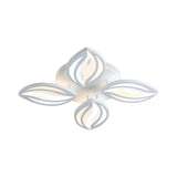 Led Bedroom Ceiling Light - 4/6 Lights Flush Mount Fixture With Leaf Acrylic Shade White