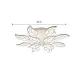 Contemporary Leaf Acrylic Flushmount Light Fixture - Led Ceiling In White/Warm/Natural (6/9/12