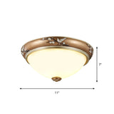 Antiqued Dome Crystal Flush Mount Ceiling Lights - Wide 2/3-Head Lighting Fixture In Brown 11/15/19