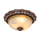 Antiqued Dome Flushmount Ceiling Light - Brown 2/3 Lights