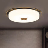 Traditional Glass Column Led Ceiling Light Fixture Black Flush Mount 18’/21.5’ Wide