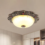 Vintage Flush Mount Light: Dome Shaped Ceiling Lighting 2/3 Bulbs Green/Red 12’/16’/19.5