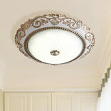 Vintage Cream Glass Dome Flush Mount Lamp - White Led Lighting Fixture 16/18/21.5 Wide / 16